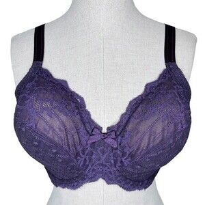 Chantelle Rive Gauche Full Coverage Unlined Bra sz 32DDD * Purple & Pink Stitch